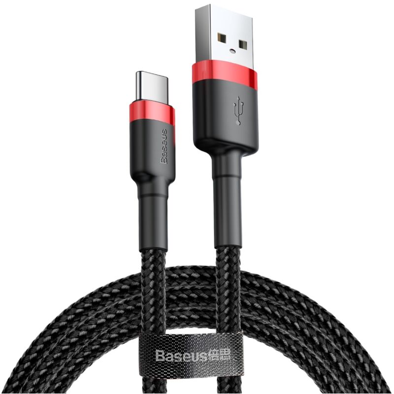 foto del prodotto cavo flessibile e resistente usb c qc3.0 3a 1m nero e rosso