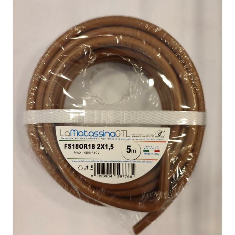foto del prodotto cavo fs18or18 go-at topline 5 metri 2x1,5 marrone - mfs182x1,5ma05