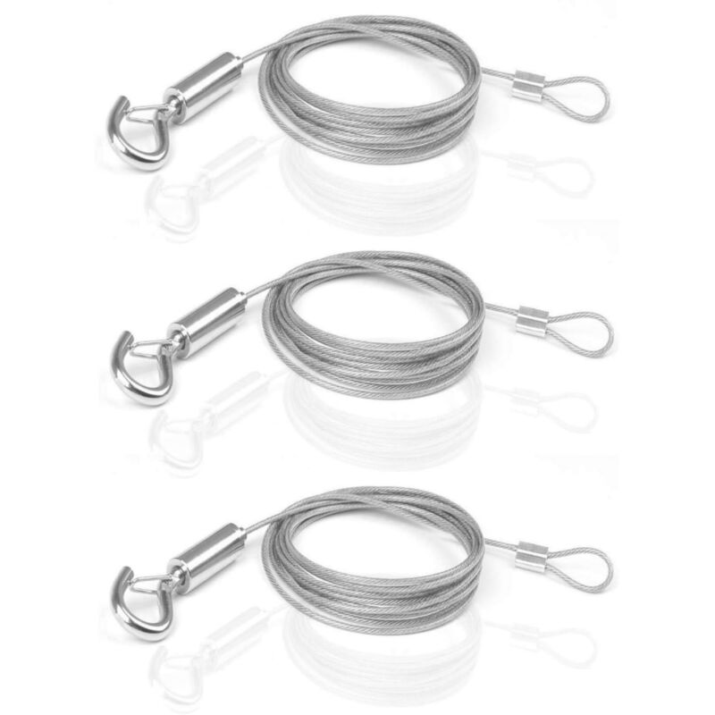 foto del prodotto cavo in acciaio inossidabile, 3 cavi metallici regolabili da 2 m x 1,5 mm, telaio in filo di ferro regolabile per appendere vestiti, luci, foto