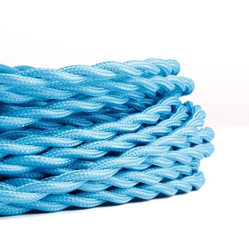 foto del prodotto cavo intrecciato rivestito in tessuto effetto seta colore blu