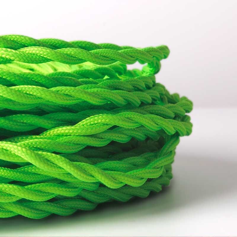 foto del prodotto cavo intrecciato rivestito in tessuto effetto seta colore verde