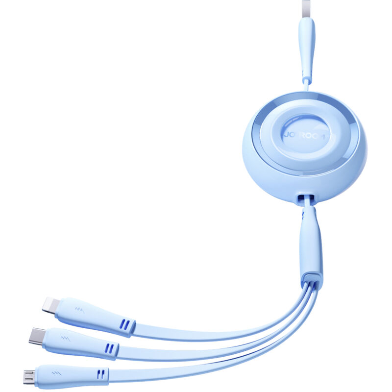 foto del prodotto cavo joyroom colorful series s a40, retrattile 3 in 1 usb a usb c lightning micro usb 1 m blu