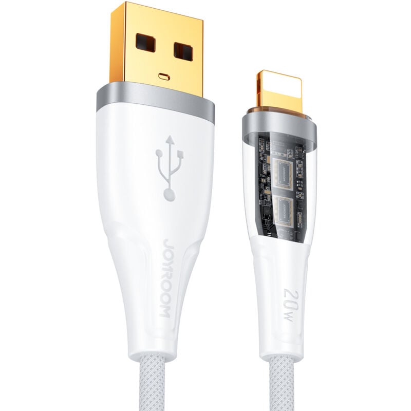 foto del prodotto cavo joyroom star cloud series a3 usb a lightning 2.4a da 1,2 m con smart switch bianco