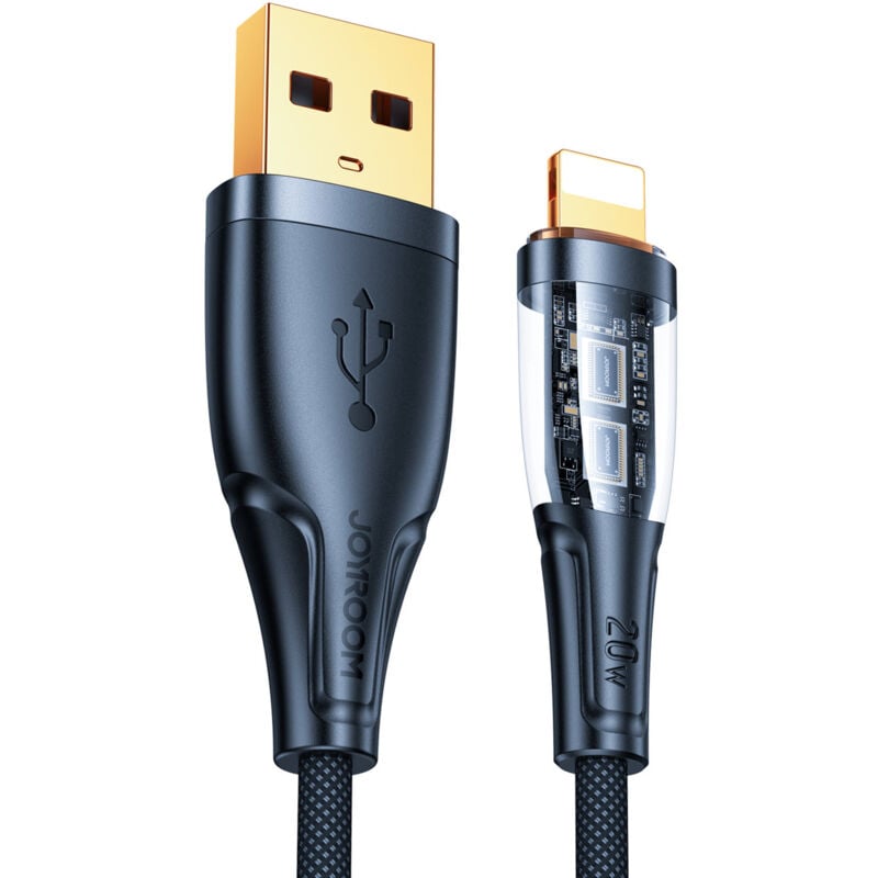 foto del prodotto cavo joyroom star cloud series a3 usb a lightning 2.4a da 1,2 m con smart switch nero