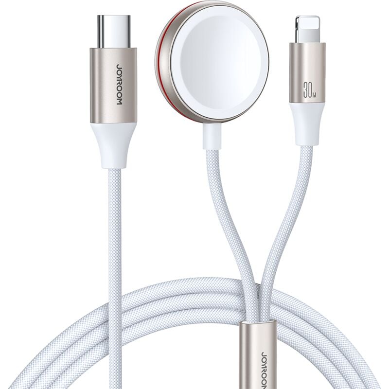 foto del prodotto cavo lightning 2in1 per iphone e caricatore induttivo per apple watch usb c 1,5m bianco