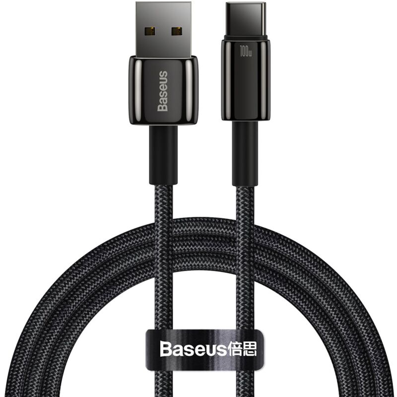 foto del prodotto cavo nero usb usb c 480mbps 100w 1m in oro tungsteno