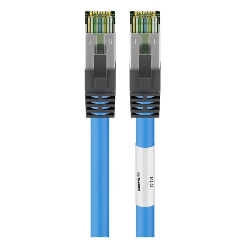 foto del prodotto cavo patch rj45 cat 6a, 500 mhz con cat 8.1 cavo grezzo s ftp, blu, 99,9 conduttore in rame privo di ossigeno ofc , awg 24, guaina del cavo