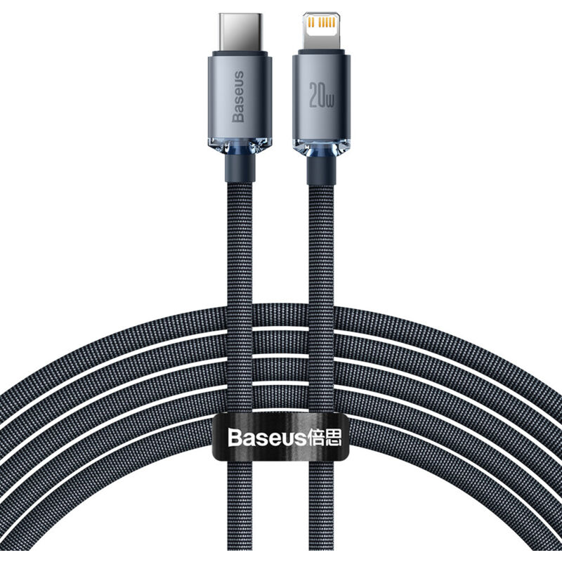 foto del prodotto cavo per ricarica rapida e trasferimento dati usb c iphone lightning 20w 2m nero