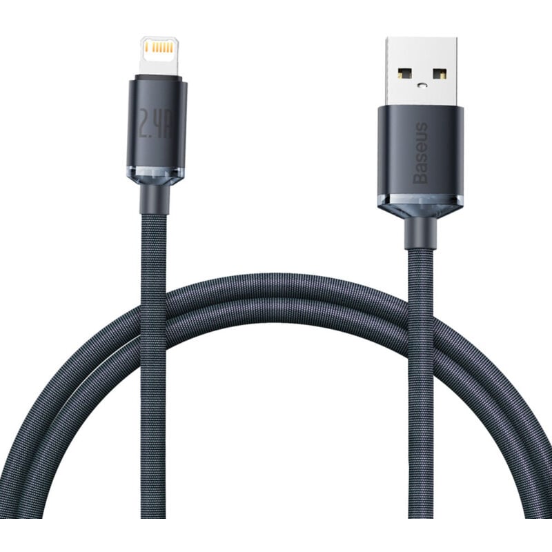foto del prodotto cavo per ricarica rapida e trasferimento dati usb iphone lightning 2.4a 1.2m nero
