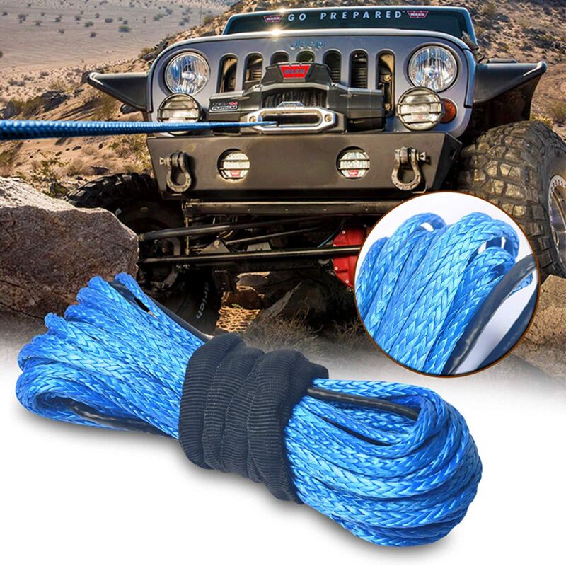 foto del prodotto cavo per verricello sintetico con guaina, funi di traino sintetiche a 12 fili, 2,5 tonnellate, per auto, camion, atv e utv, 6 mm x 15 m sollbry