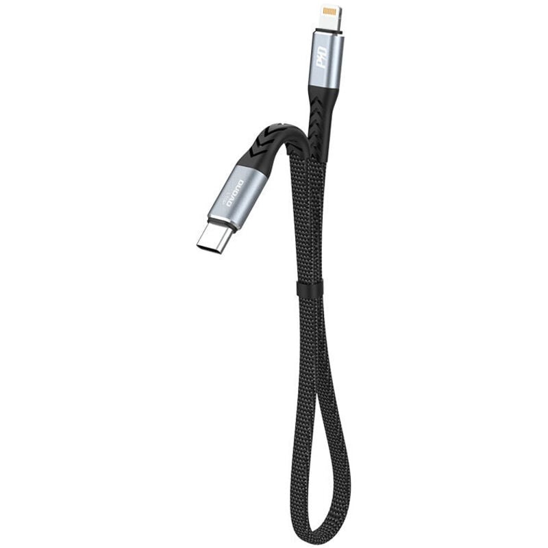 foto del prodotto cavo piatto corto per iphone usb-c - lightning l10p pd 20w 23cm nero