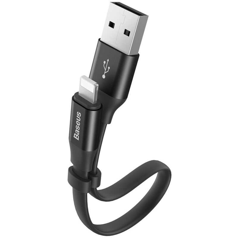 foto del prodotto cavo piatto usb per iphone lightning con supporto 2a 23cm nero