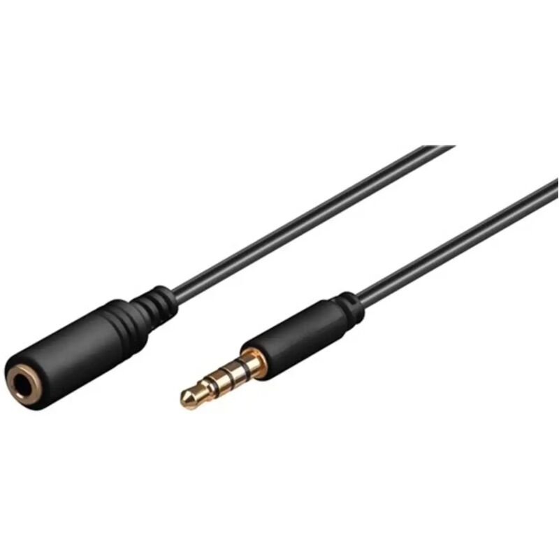 foto del prodotto cavo prolunga audio cuffie aux slim jack stereo 3.5 mm 3 poli nero 1 mt
