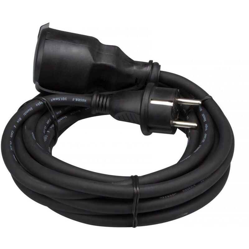 foto del prodotto cavo prolunga in gomma - 5 m - nero - 3g1,5 - presa francese