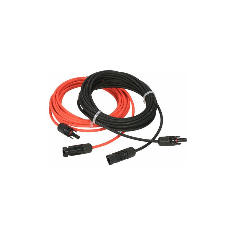 foto del prodotto cavo prolunga per pannello solare con connettore mc4, coppia rosso nero, 14 awg 3 metri 10 piedi