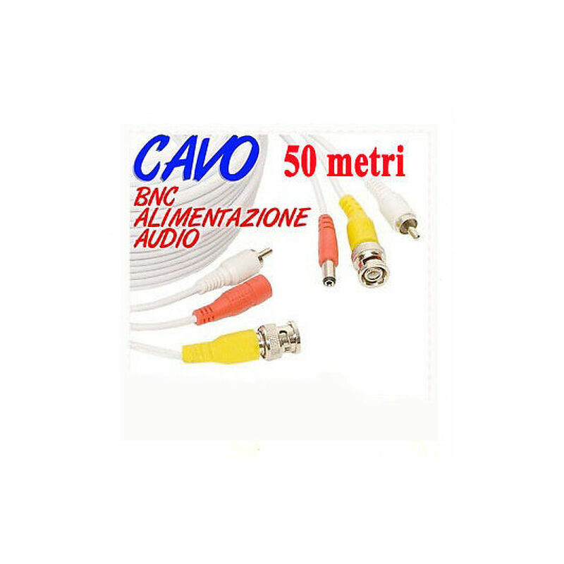 foto del prodotto cavo prolunga telecamera bnc audio video videosorveglianza alimentazione 50 mt