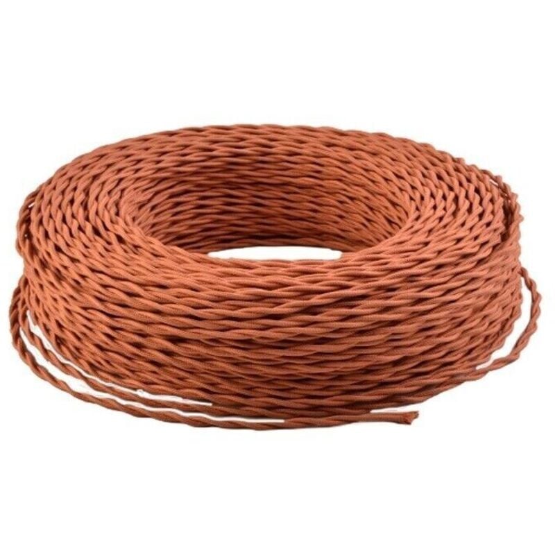 foto del prodotto cavo pvc sotto treccia tessile seta 3x1 mmq stile vintage cotto mt1