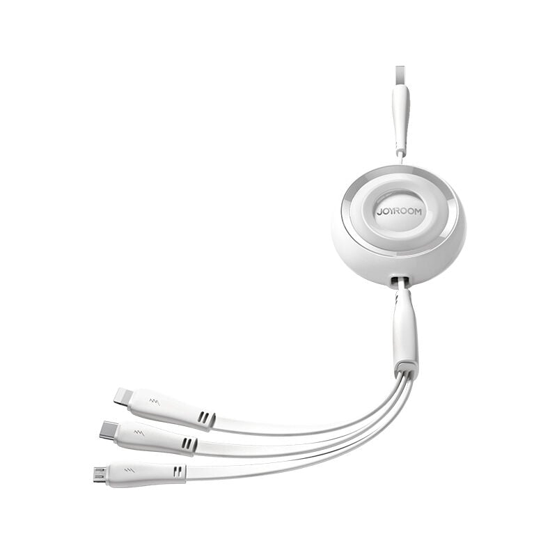 foto del prodotto cavo retrattile 3 in 1 joyroom colorful series s a40 usb a usb c lightning micro usb 1 m bianco