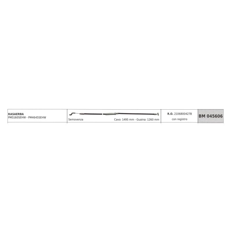 foto del prodotto cavo semovenza mowox rasaerba pm5160sehw cavo 1495mm guaina 1260mm con registro