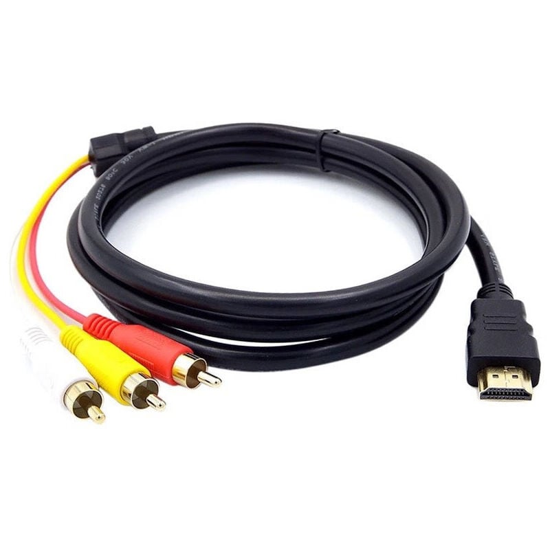 foto del prodotto cavo tv da hdmi a rca, cavo adattatore convertitore audio video av da hdmi maschio a 3 rca, 1,5 m 5 piedi hd 1080p sollbry