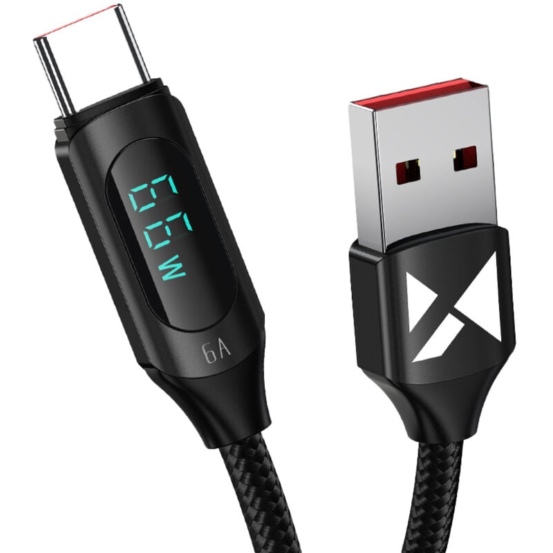 foto del prodotto cavo usb-a - usb-c con display led 66w 6a 2m nero
