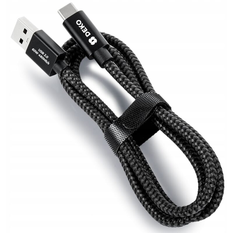 foto del prodotto cavo usb c 1m 60w pd qc ricarica veloce potente per telefono nero deco