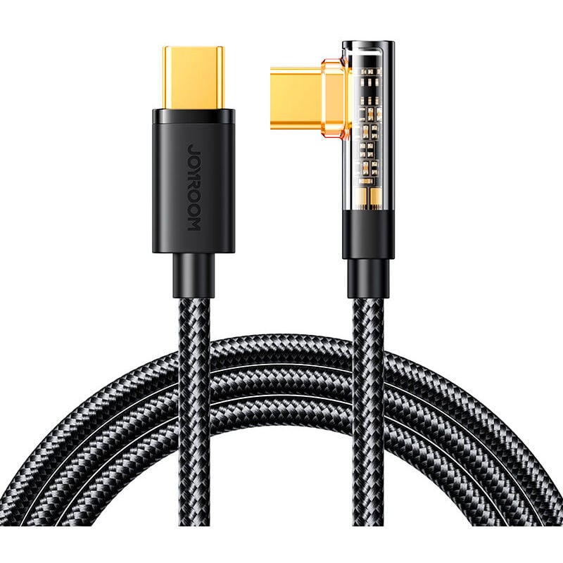 foto del prodotto cavo usb c angolato per ricarica rapida e trasferimento dati 100w 1,2m nero