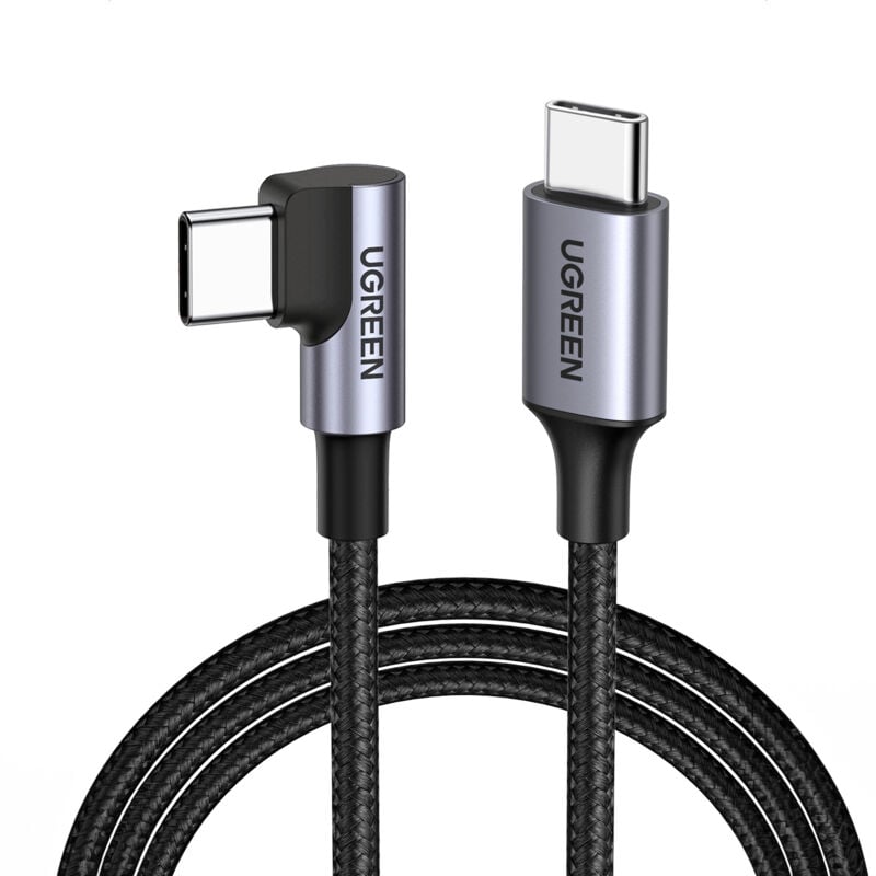foto del prodotto cavo usb c intrecciato angolato 480 mb s 0,5 m nero grigio