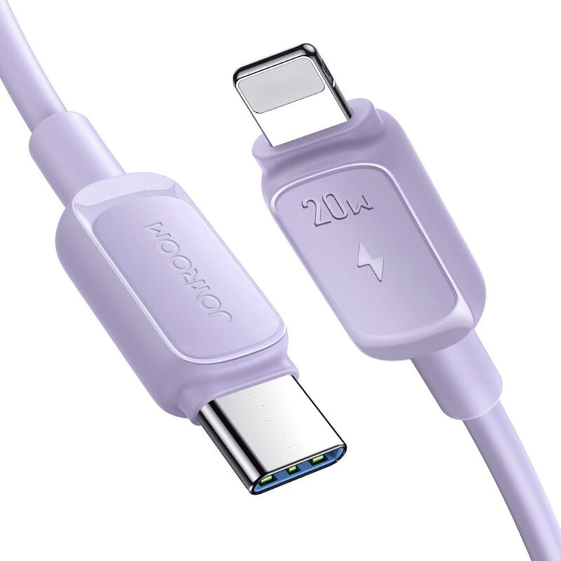 foto del prodotto cavo usb c lightning joyroom multi color series a14 20w 1,2 m viola