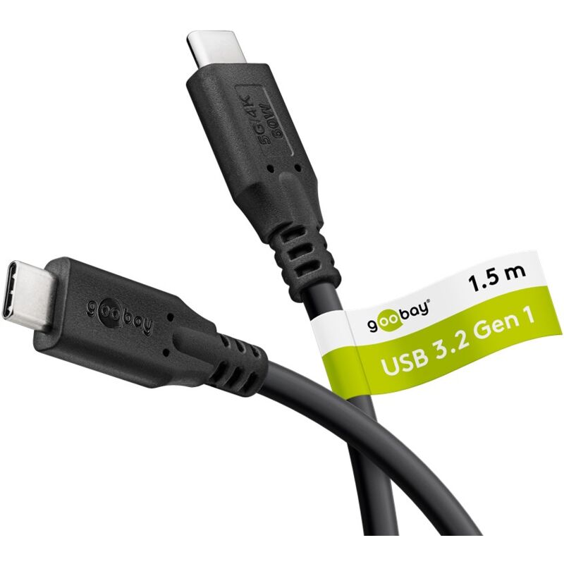 foto del prodotto cavo usb-c™, usb 3.2, 4k/60 hz, 60 w, 5 gbit/s, power delivery, 3 m, connettore usb-c™ connettore usb-c™. lunghezza del cavo 3 m