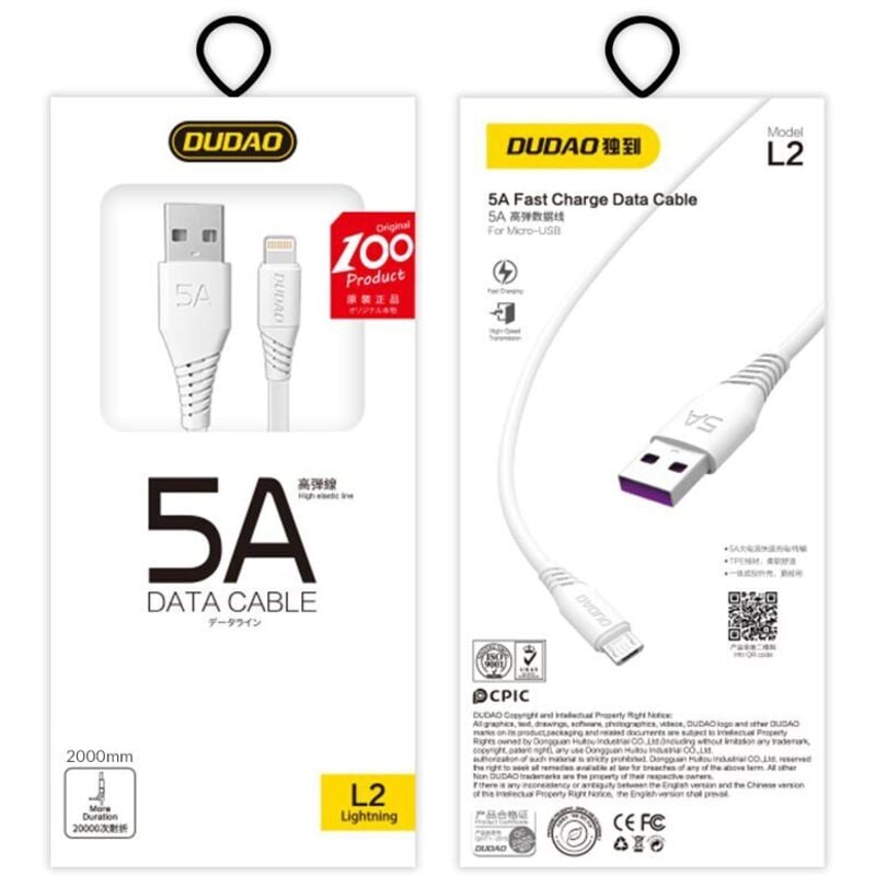 foto del prodotto cavo usb - lightning 5a per iphone 2m bianco