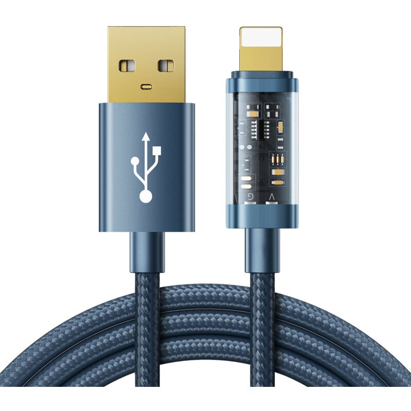 foto del prodotto cavo usb lightning per iphone per ricarica e trasferimento dati 2,4 a 20 w 1,2 m blu