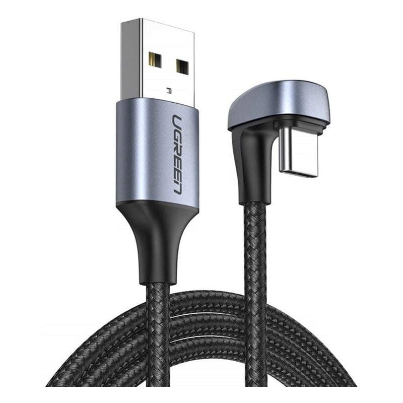 foto del prodotto cavo usb usb type c angolato in nylon ugreen 1 m 3 a 18 w quick charge afc fcp per gamer grigio 70313 
