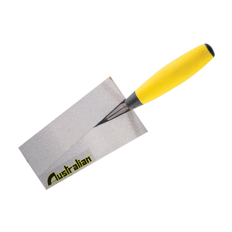 foto del prodotto cazzuola per muratore a punta quadra in acciaio temperato con manico antiscivolo -190 mm