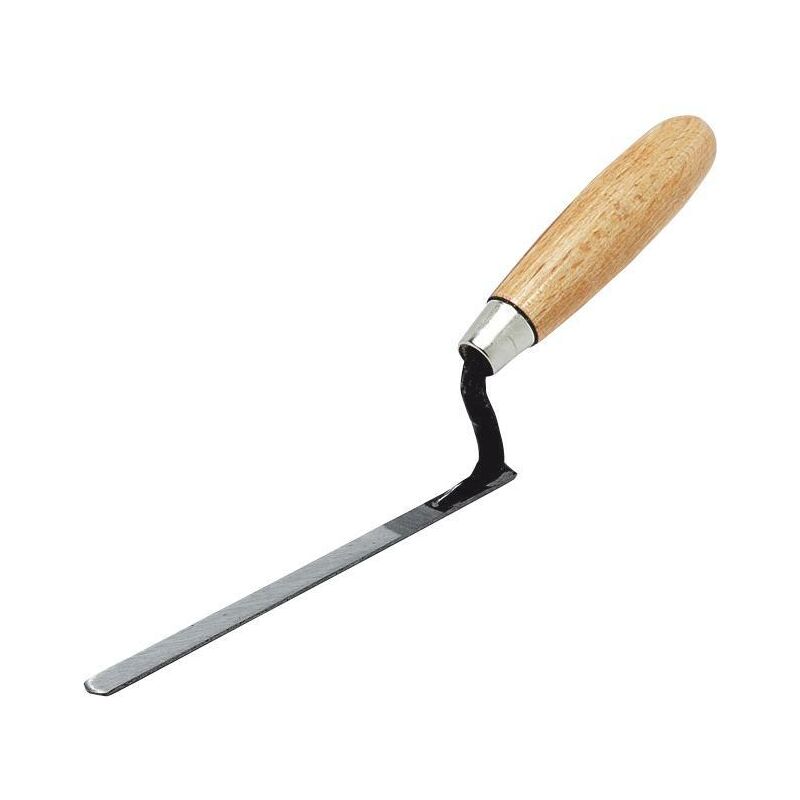 foto del prodotto cazzuolino marcafughe in acciaio 170x10 mm manico in legno maurer