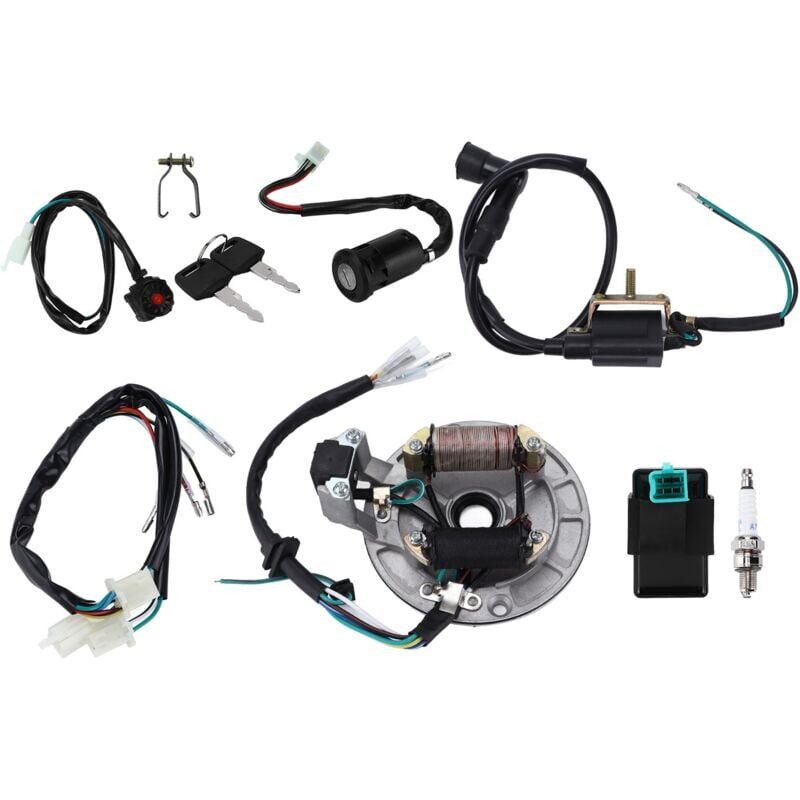 foto del prodotto cdi bobina di accensione candela cablaggio magneto statore kit per 50cc-140cc kick start dirt pit bike atv