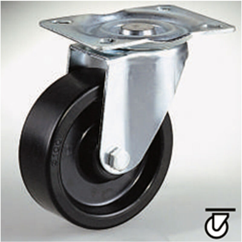 foto del prodotto cebora ruota in nylon nero con piastra dp diametro 30 40 50 60 80 80 mm 