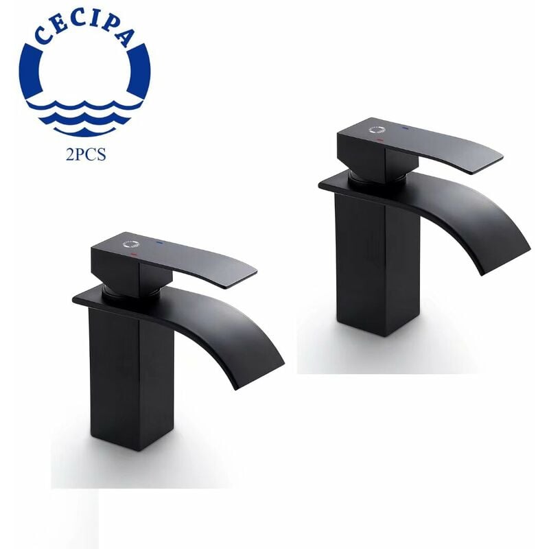 foto del prodotto cecipa 2 pcs rubinetto bagno lavabo cascata, miscelatore lavabo bagno stile moderno con acqua calda e fredda, valvola in ceramica di alta qualit ,