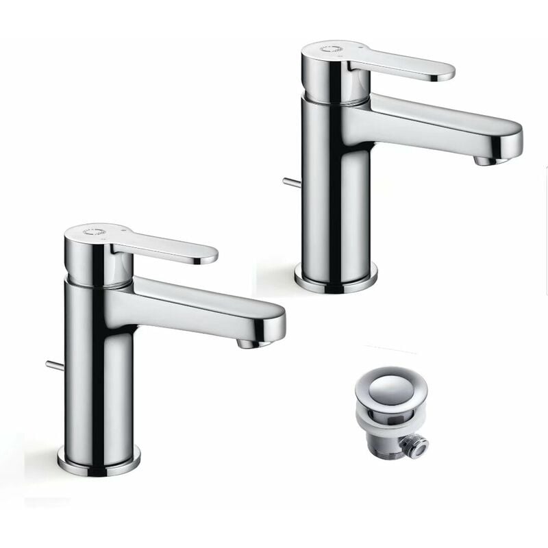 foto del prodotto cecipa 2 pcs rubinetto lavabo con barra di estrazione set di scarico, rubinetto del bagno con 112 mm di altezza del becco, rubinetto del bagno a