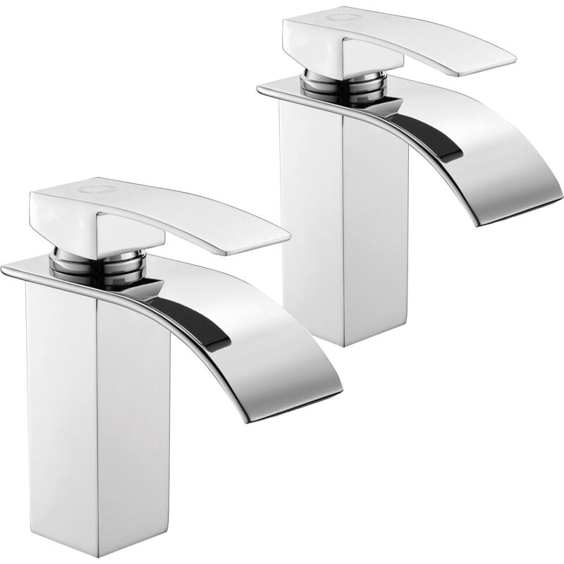 foto del prodotto cecipa 2 x cromata rubinetto bagno cascata, miscelatore lavabo bagno, rubinetto lavabo, valvola in ceramica, acqua calda e fredda, altezza 152mm