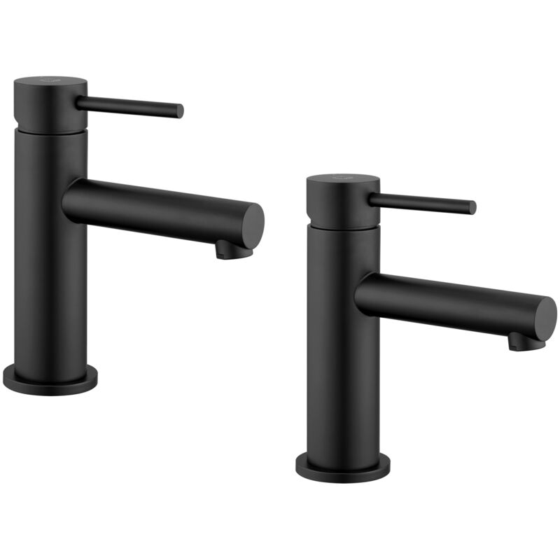 foto del prodotto cecipa 2x rubinetto del lavabo nero, rubinetto per lavabo da bagno, miscelatore lavabo bagno, acqua calda e fredda, altezza 174mm