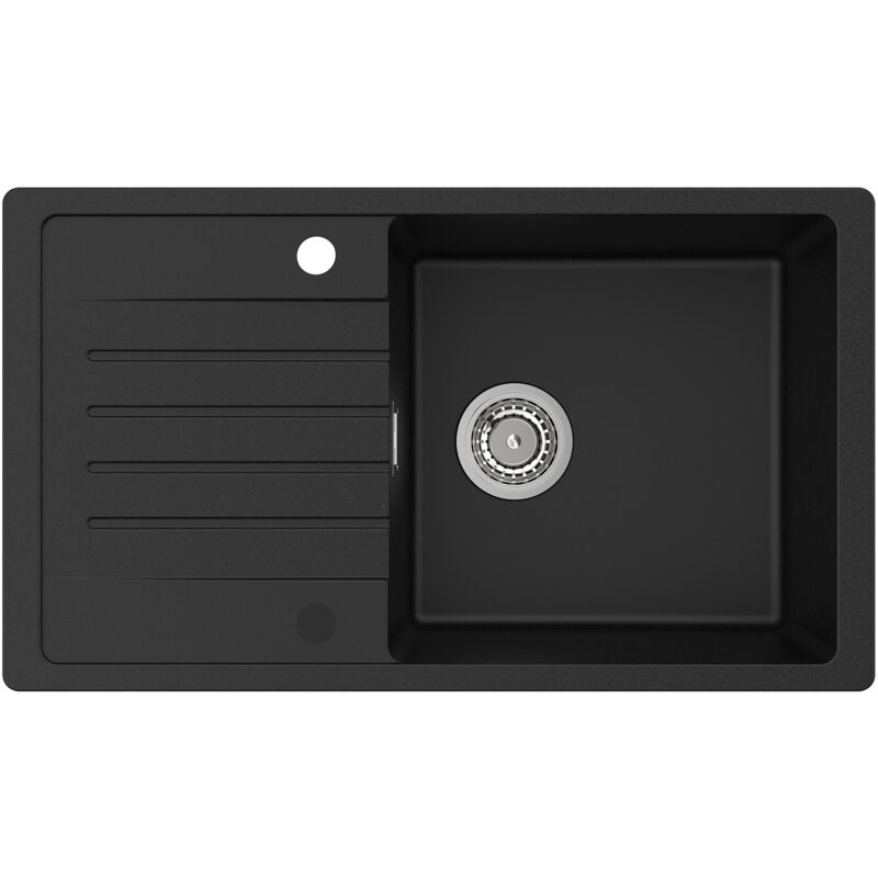 foto del prodotto cecipa lavello 1 vasca con gocciolatoio nero 78x45cm lavello da incasso due sensi di installazione lavello da cucina in quarzo e resina