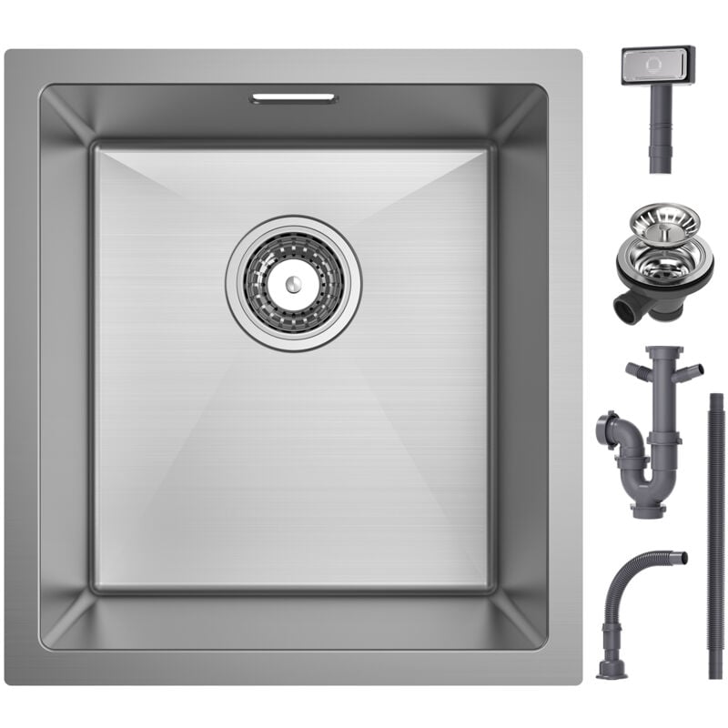 foto del prodotto cecipa lavello cucina 1 vasca 40x44x19 cm lavello cucina in acciaio inox lavello sottotop spazzolato