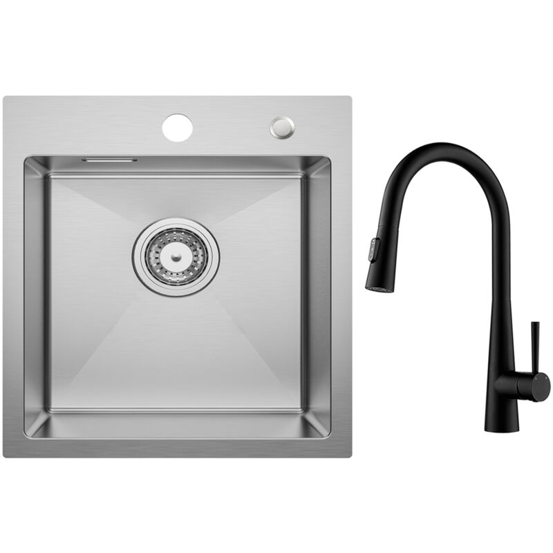 foto del prodotto cecipa lavello cucina 1 vasca spazzolato 40 45 cm lavello acciaio inox 304 incasso miscelatore cucina con doccetta estraibile, 3 modalit uscita