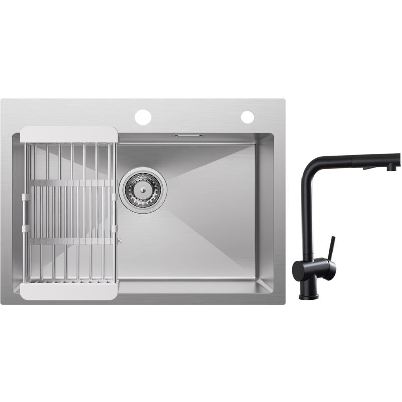 foto del prodotto cecipa lavello da cucina 1 vasca 60 45 18 cm lavello da cucina in acciaio inox 304 spazzolato con cestello di scarico rubinetti da cucina con