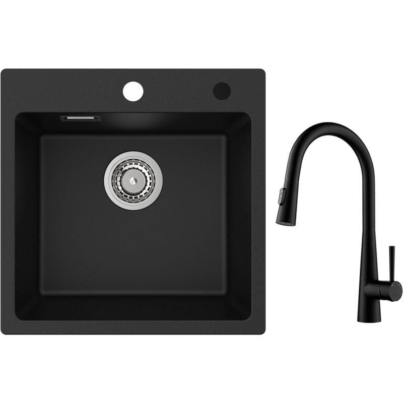 foto del prodotto cecipa lavello da cucina 1 vasca in quarzo e resina 45x45 cm lavello da cucina ad incasso 1 vasca miscelatore cucina con doccetta estraibile, 3