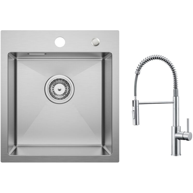 foto del prodotto cecipa lavello da cucina 1 vasca spazzolato 40 45 cm lavello in acciaio inox 304 da incasso miscelatore da cucina a molla con doccetta