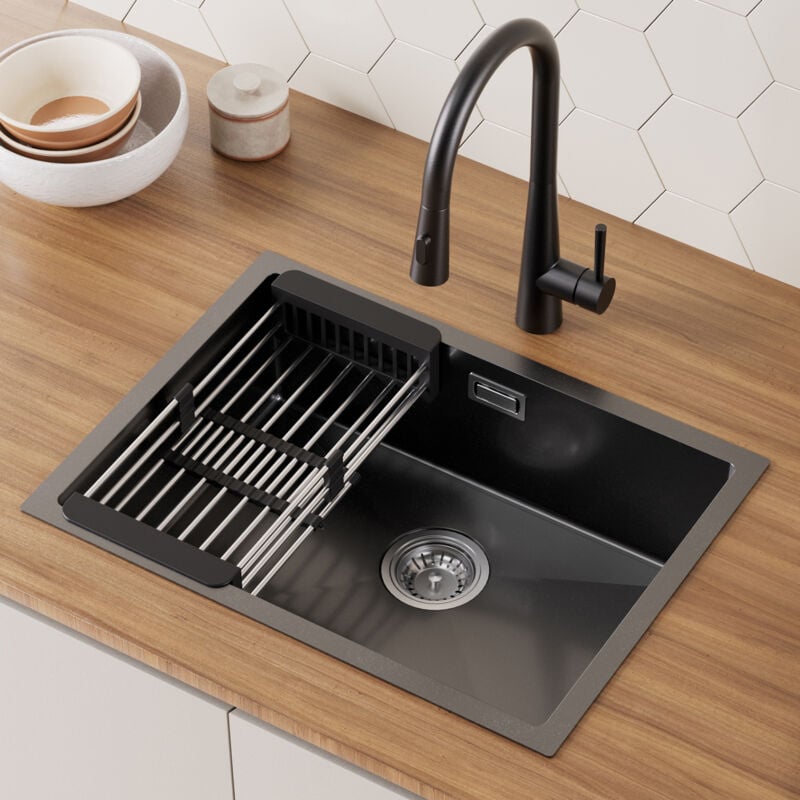 foto del prodotto cecipa lavello da cucina a vasca singola 60 44 18 cm lavello da cucina lavello da cucina in acciaio inossidabile con cestello di drenaggio 3