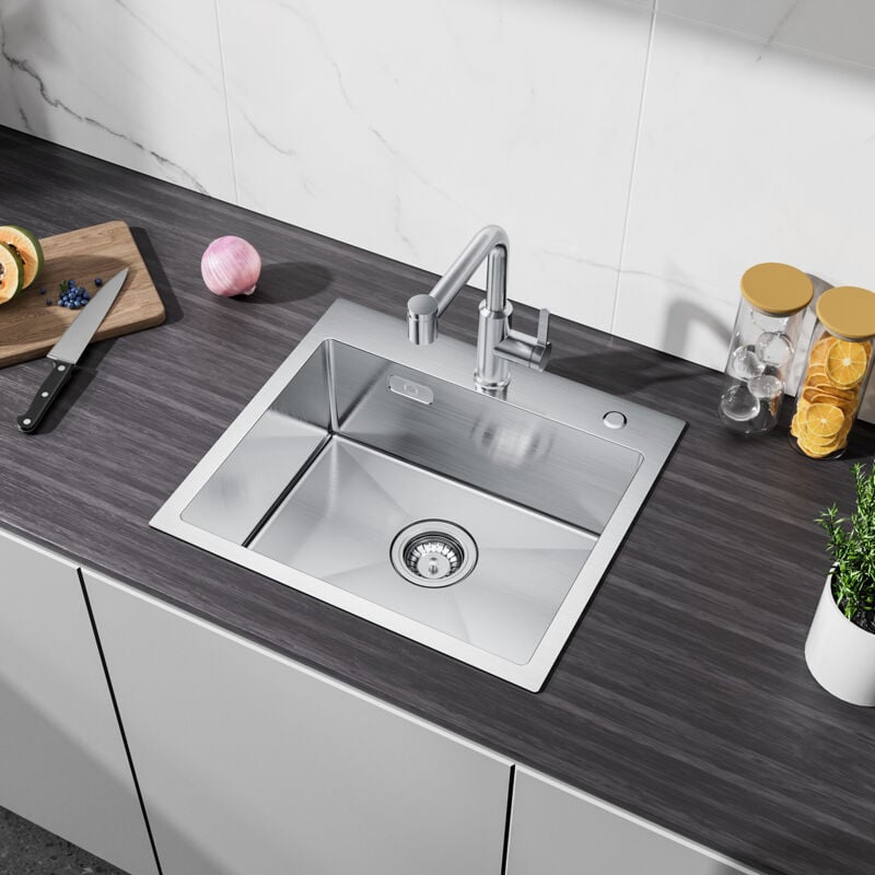 foto del prodotto cecipa lavello una vasca 50 x 45 x 18.5 cm lavello da cucina senza distributore di sapone lavelli 1 vasca in acciaio inox lavello incasso