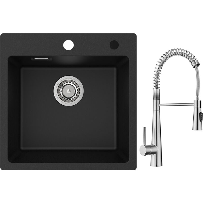 foto del prodotto cecipa max lavello da cucina 1 vasca in quarzo e resina 45x45 cm lavello da cucina ad incasso 1 vasca miscelatore da cucina a molla con 3 tipi di